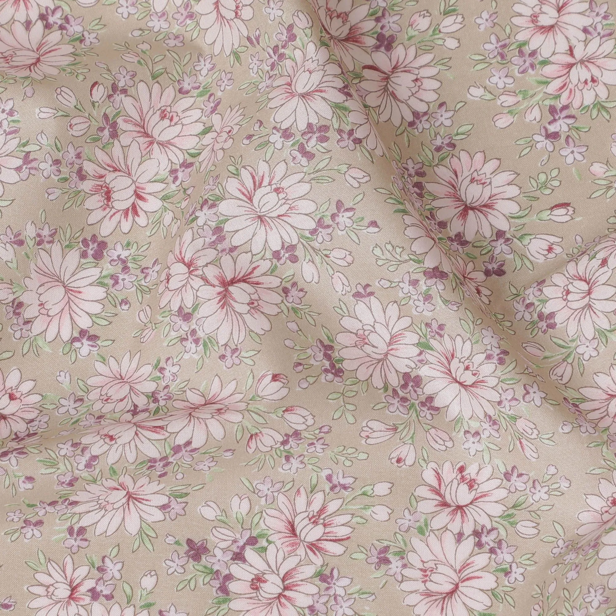 Vintage Charm Cotton Lawn Fabric - Delicate Digital Floral Print, 110 cm Wide - Shop Online for Quaint Creations-D18131
