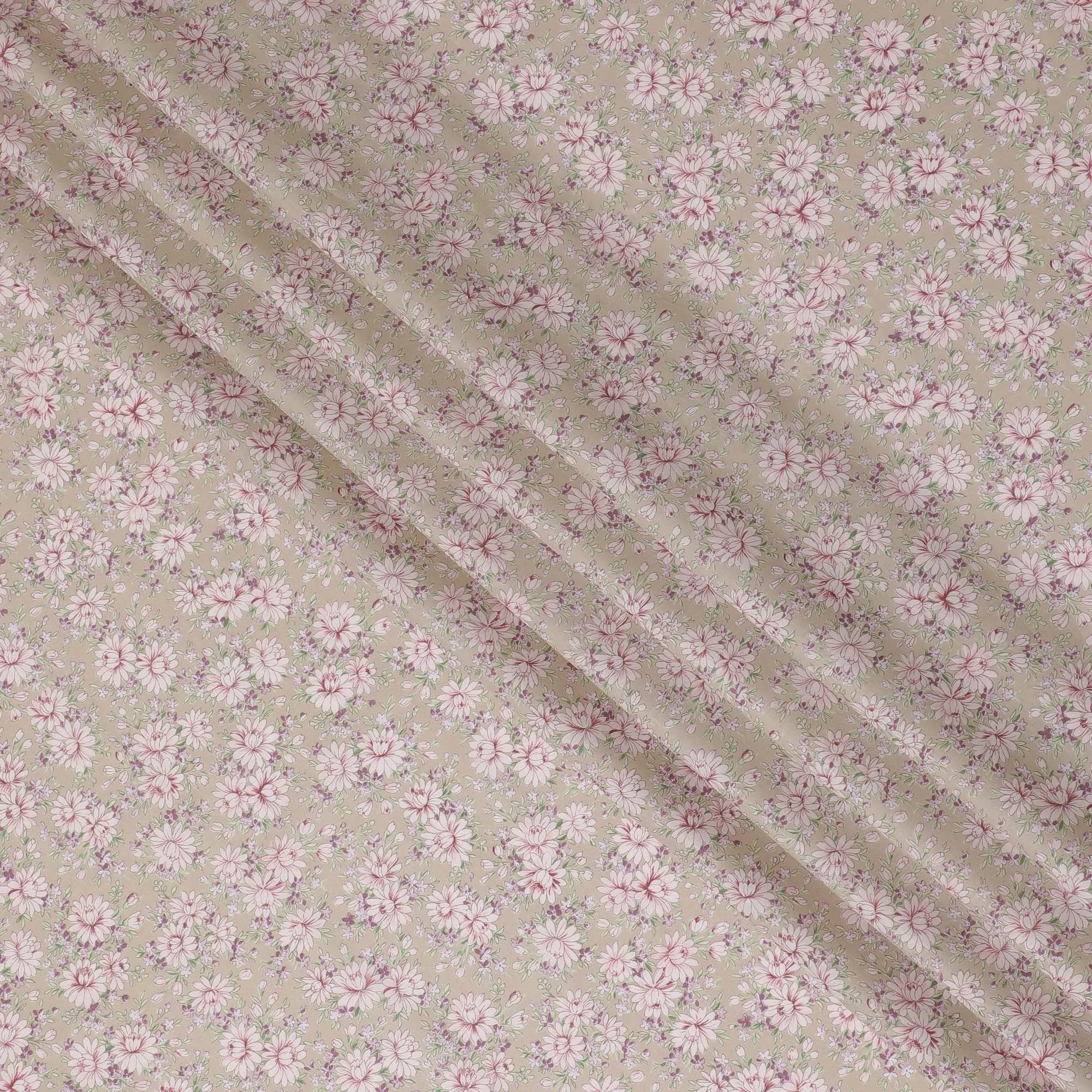 Vintage Charm Cotton Lawn Fabric - Delicate Digital Floral Print, 110 cm Wide - Shop Online for Quaint Creations-D18131