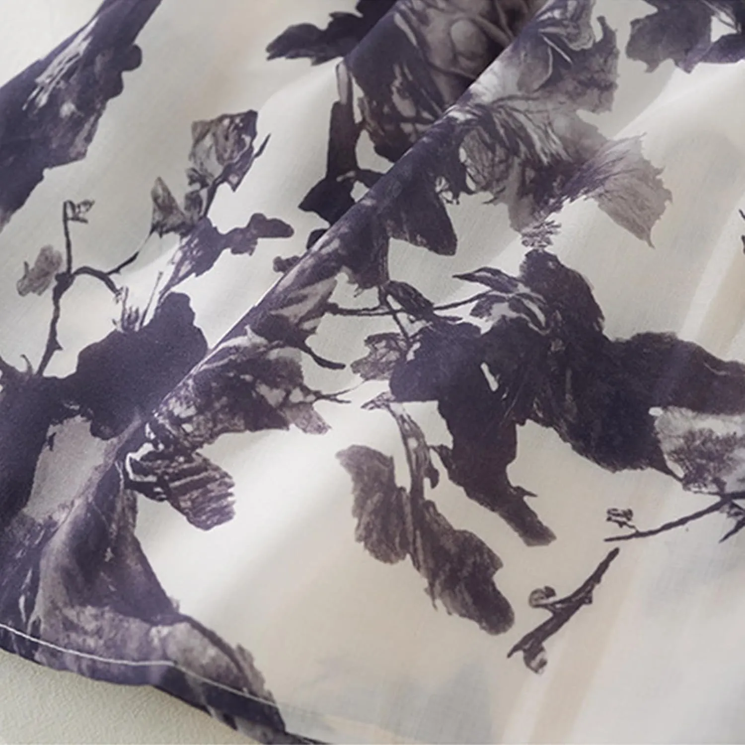 Vintage Floral Print Midi Skirt Women Drawstring Elastic Waist Flowy A-Line Skirts Casual Lightweight Beach Skirt