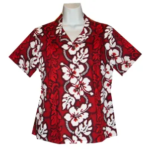 White Hibiscus Women's Aloha Cotton Blouses