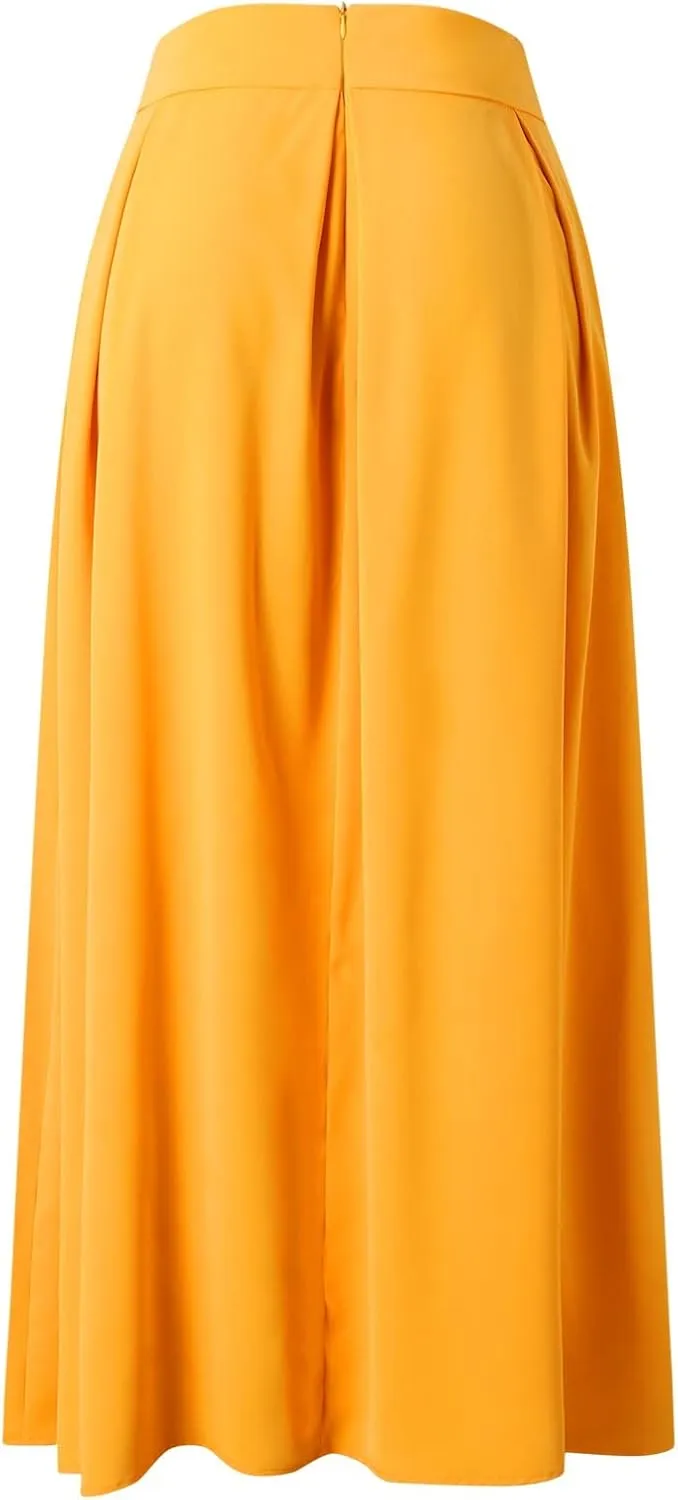 Women Black Skirt Women's 2024 Bohemian Long Skirts Flowy High Waist a Line Maxi Skirts for Women Summer Pleated Skirts