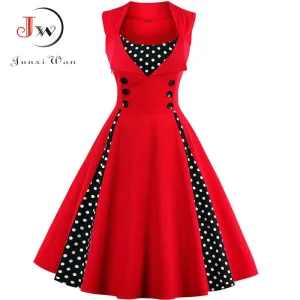 Women Robe Retro Vintage Dress 50s 60s Rockabilly Dot Swing Pin Up Summer Party Dresses