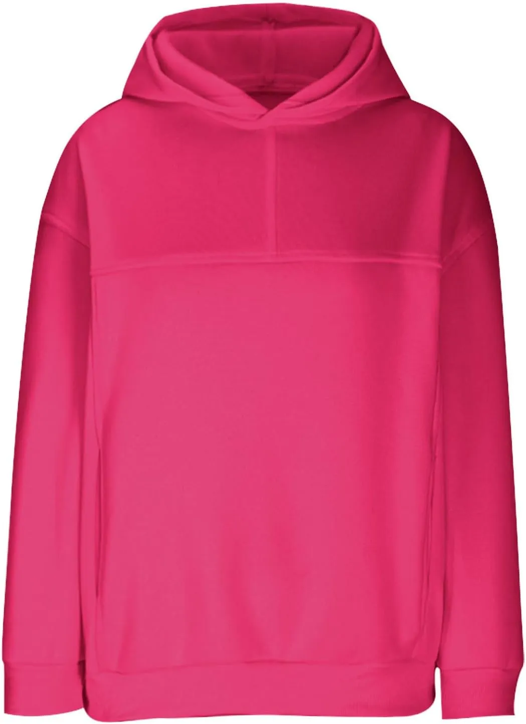 Women's 2024 Casual Hooded Sweatshirts Long Sleeve Solid Oversized Hoodies Loose Cozy Basic Fall Winter Pullover Tops