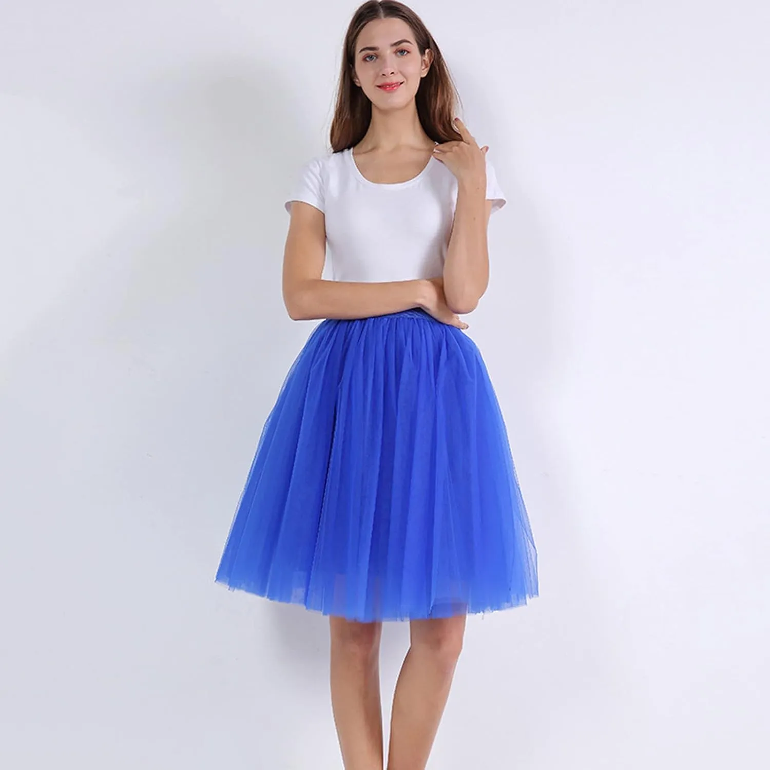 Women's A-Line High Waisted Midi Skirt Women's Classic Layered Tulle Skirt for Adult Teen Swim Skirt Bottoms for