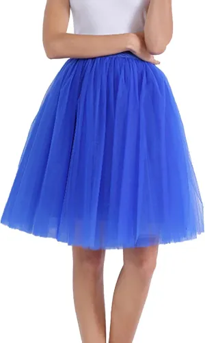 Women's A-Line High Waisted Midi Skirt Women's Classic Layered Tulle Skirt for Adult Teen Swim Skirt Bottoms for