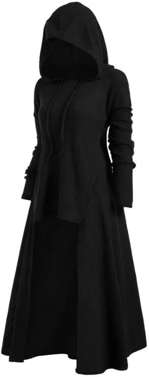 Womens Long Hoodie Gothic Plus Size intage Cloak High Low Sweater Dress Halloween Blouse Tops Sweater