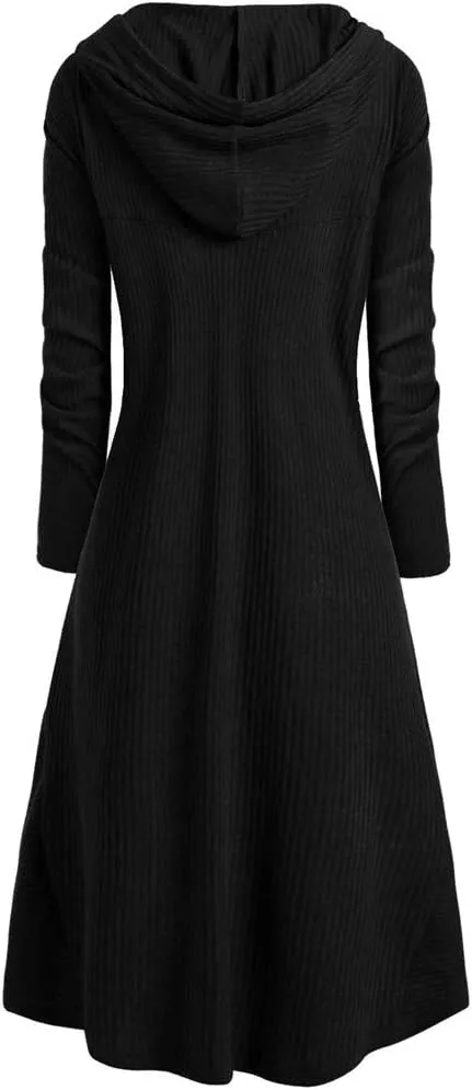 Womens Long Hoodie Gothic Plus Size intage Cloak High Low Sweater Dress Halloween Blouse Tops Sweater