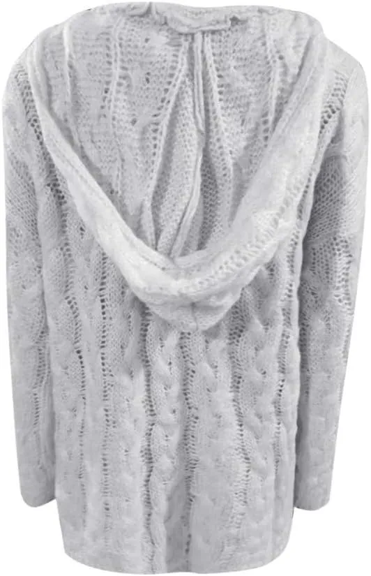 Womens Oversized Hooded Sweater Chunky Cable Knit Pullover Tops Long Sleeve Loose Fit Simple Solid Fall Hoodies