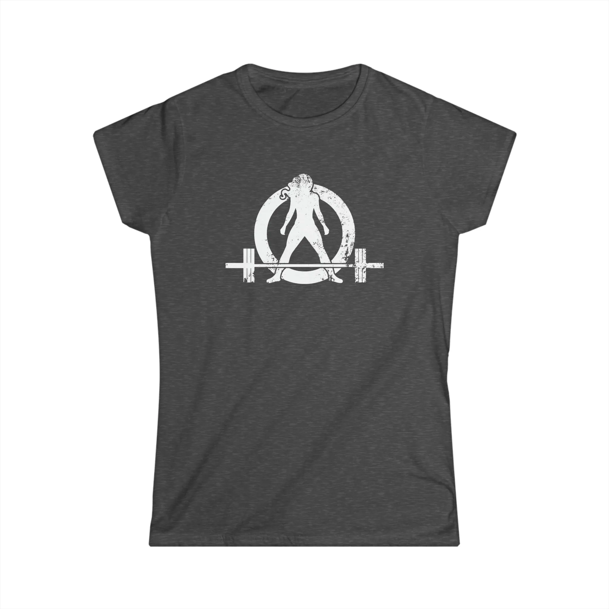 Women's Softstyle Tee - Distressed White Logo - Plain Back