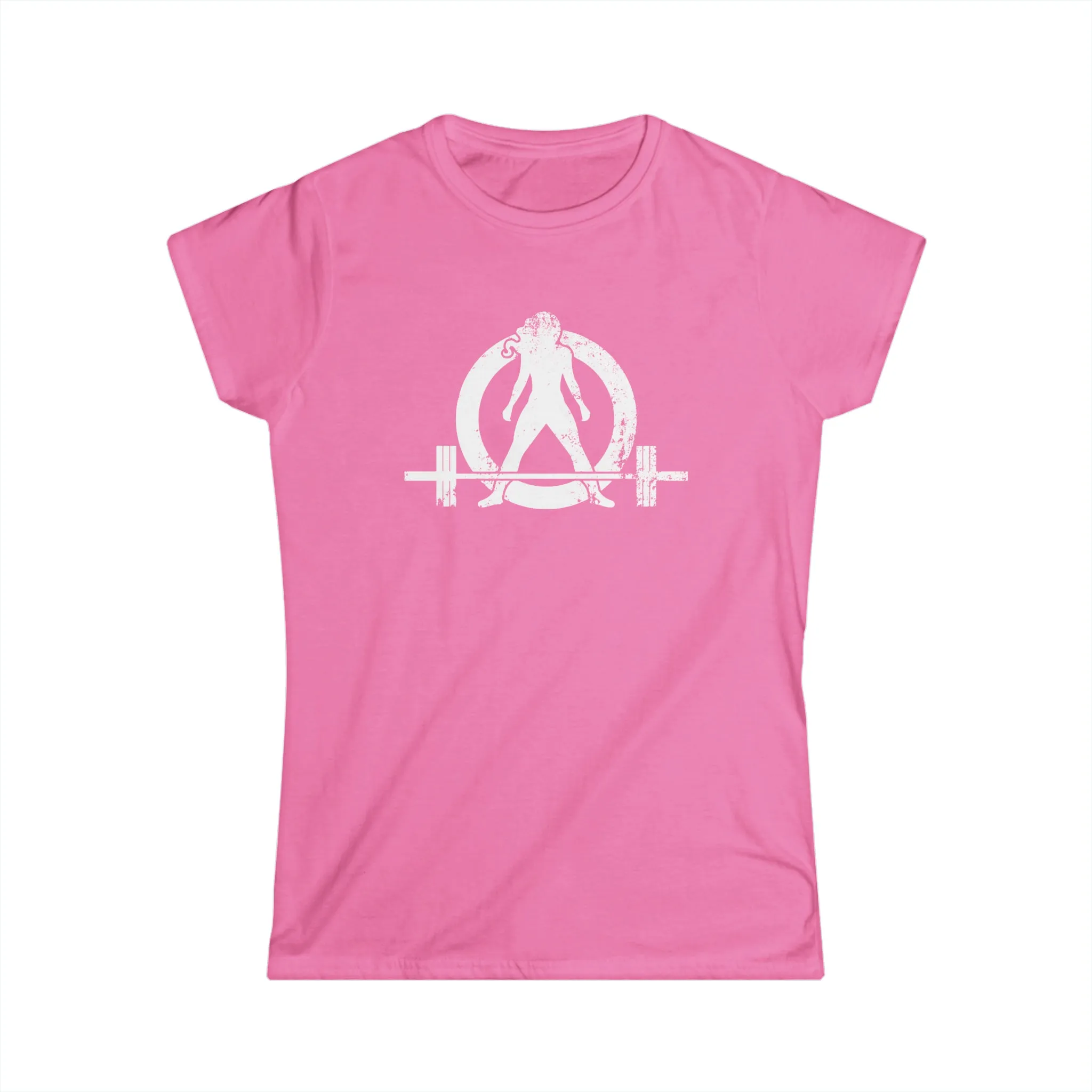 Women's Softstyle Tee - Distressed White Logo - Plain Back