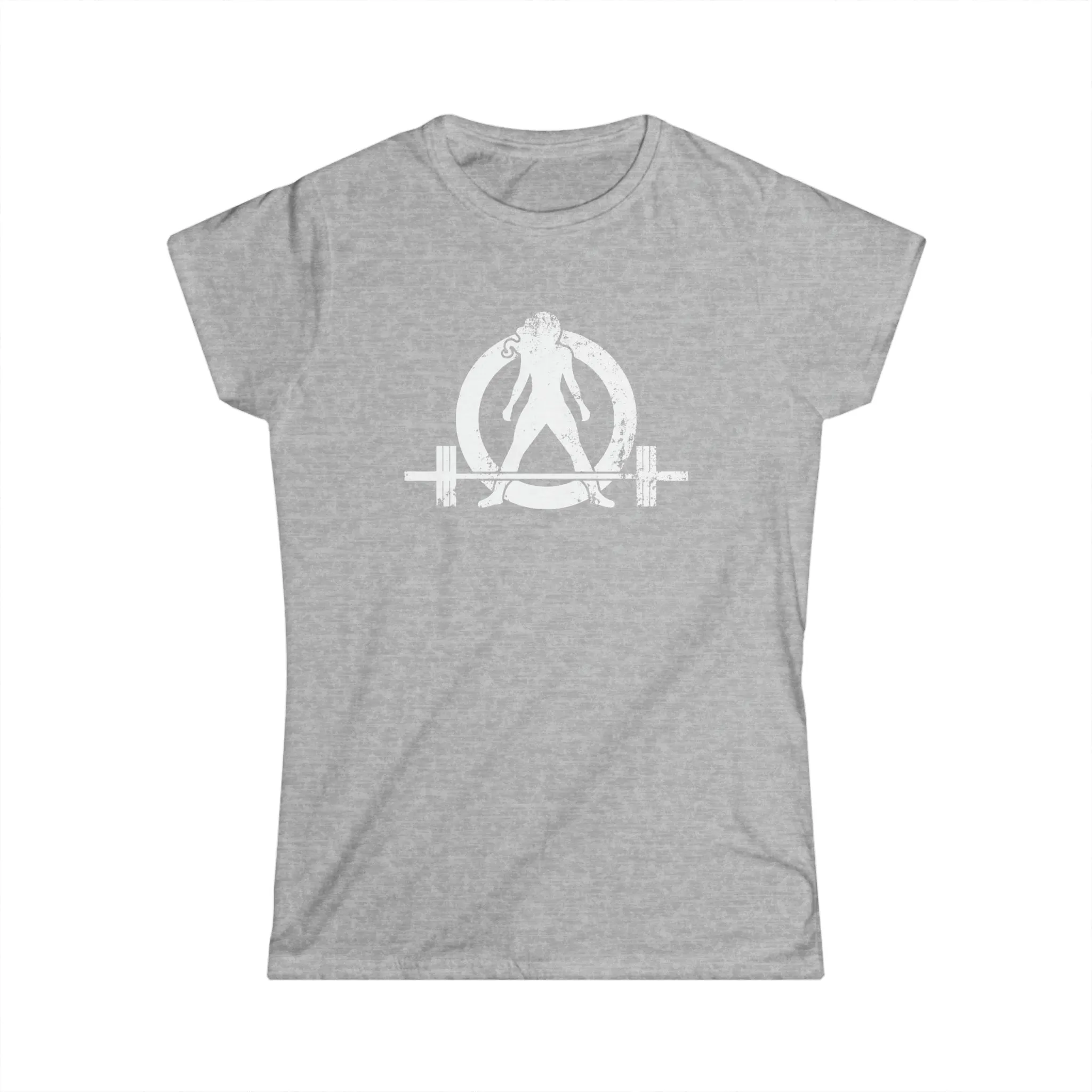 Women's Softstyle Tee - Distressed White Logo - Plain Back