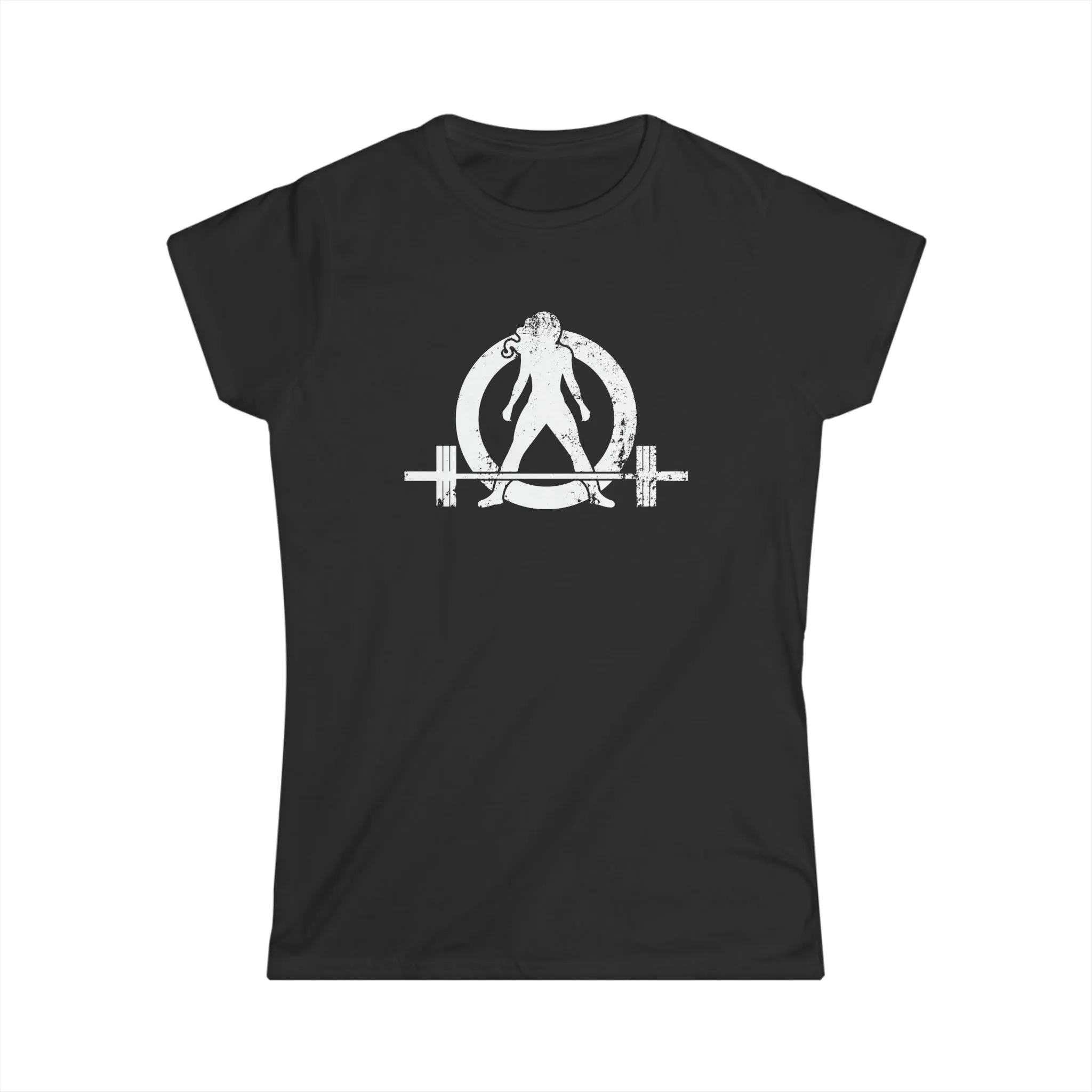 Women's Softstyle Tee - Distressed White Logo - Plain Back