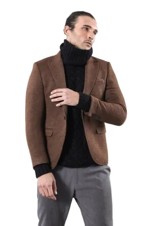 WSS Brown Slim Fit Jacket for Men  - Singen