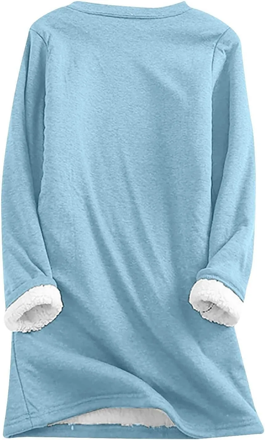 Yes,I'm Still Freezing -Me 24:7 Sherpa Lined Sweatshirt Women Fuzzy Fleece Thermal Jackets Casual Loose Tunic Tops